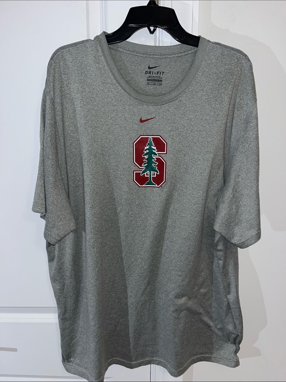 Nike Dri Fit Gray & Red Stanford Cardinals Mens NCAA T Shirt XXL Save the Tree